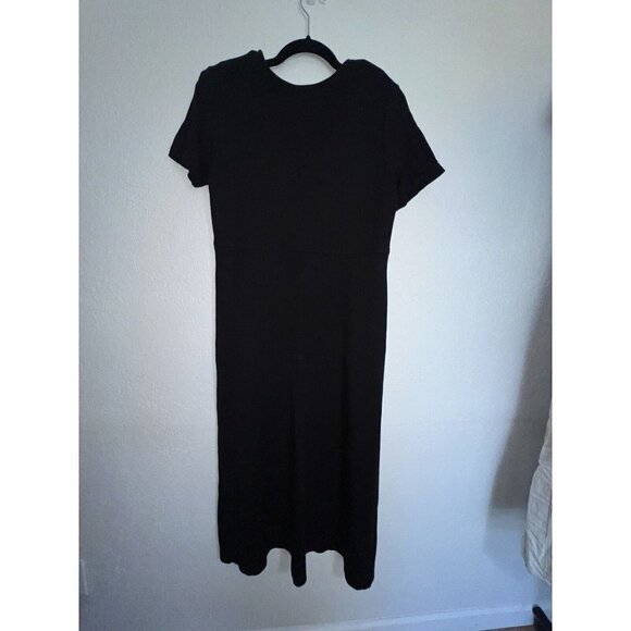 Talbot Maxi Dress Vintage Shoulder Pads Black Stretchy Medium (Y) - Picture 5 of 7